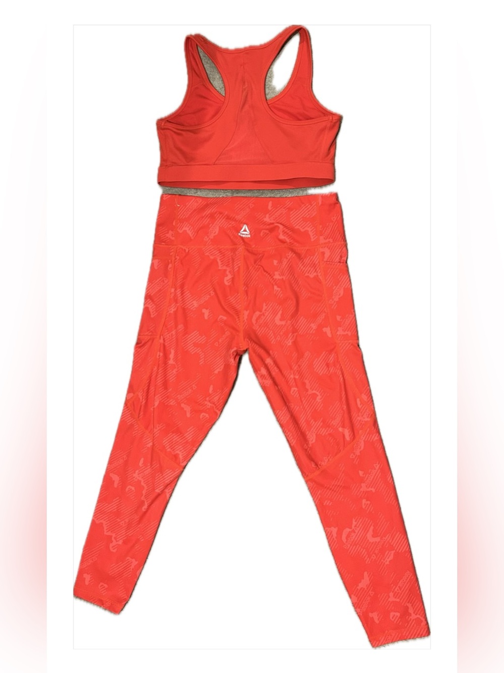 Reebok Women's Coral Red Racerback Sports Bra and Matching Bottoms